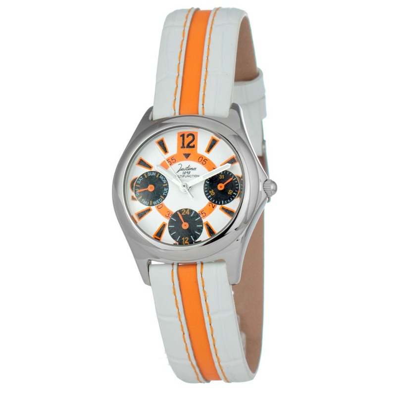 Bicolor leather dress watch-null