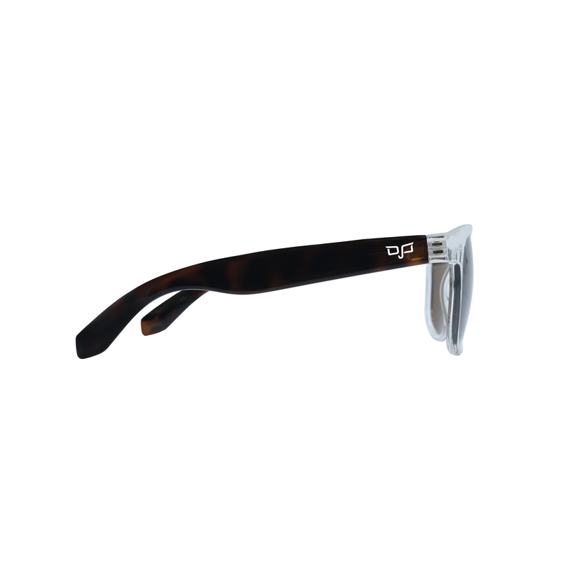 OJO sunglasses everyday clear frame and shell brown temples with brown lenses rx image number null
