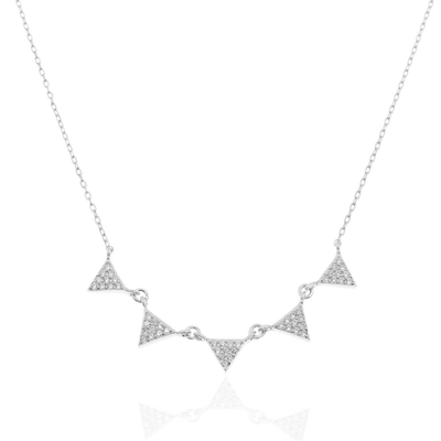 Triangle zircon necklace, White Zircon / Sterling Silver 925, medium