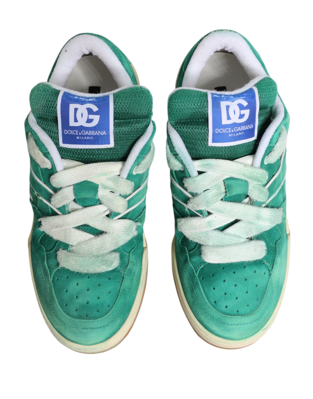 Green suede new roma low top sneakers shoes-null