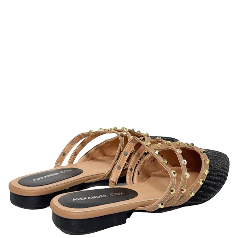 Valeria studded flat mules - black-null