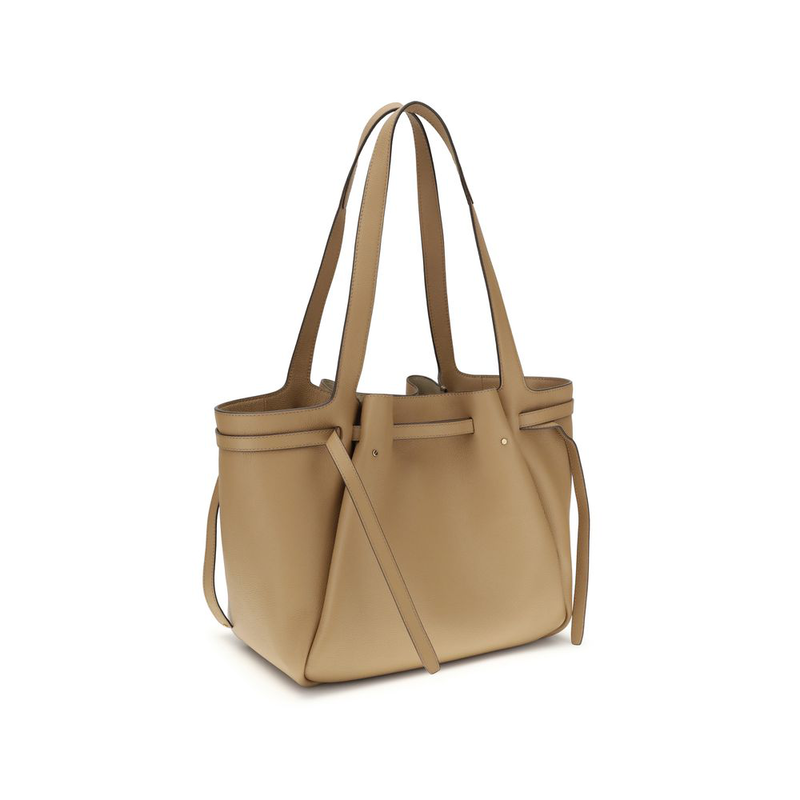 Beige leather shoulder bag-null