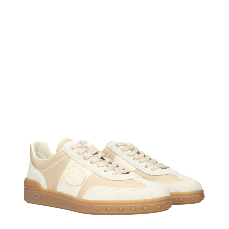 Beige fabric low top sneakers-null