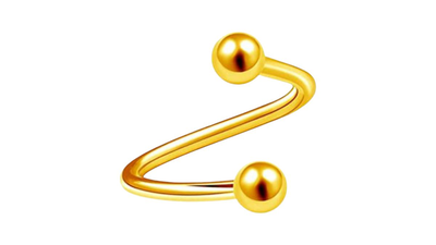 Surgical steel spiral bead gold, , medium