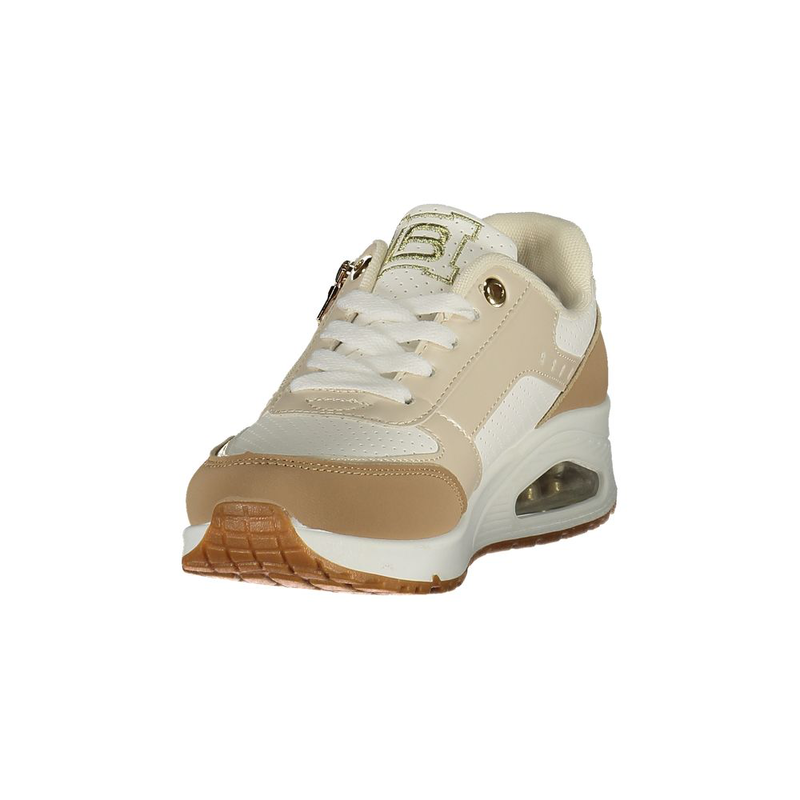 White polyester athletic sneakers-null