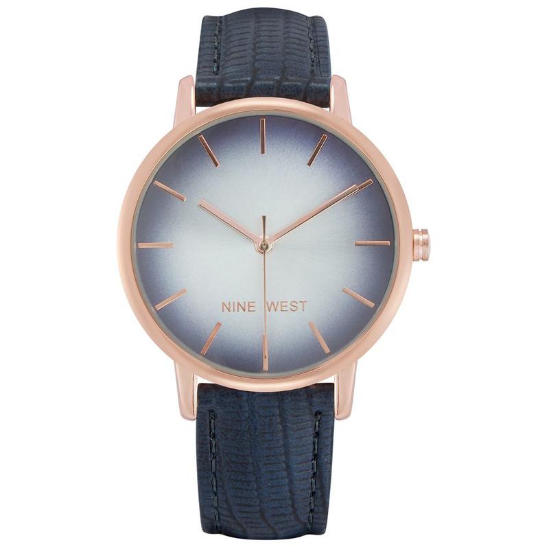 Blue leather dress watch-null