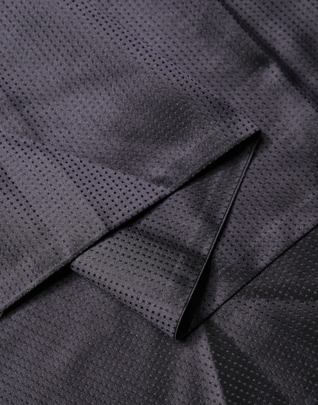 Black satin silk fringes neck foulard scarf-null