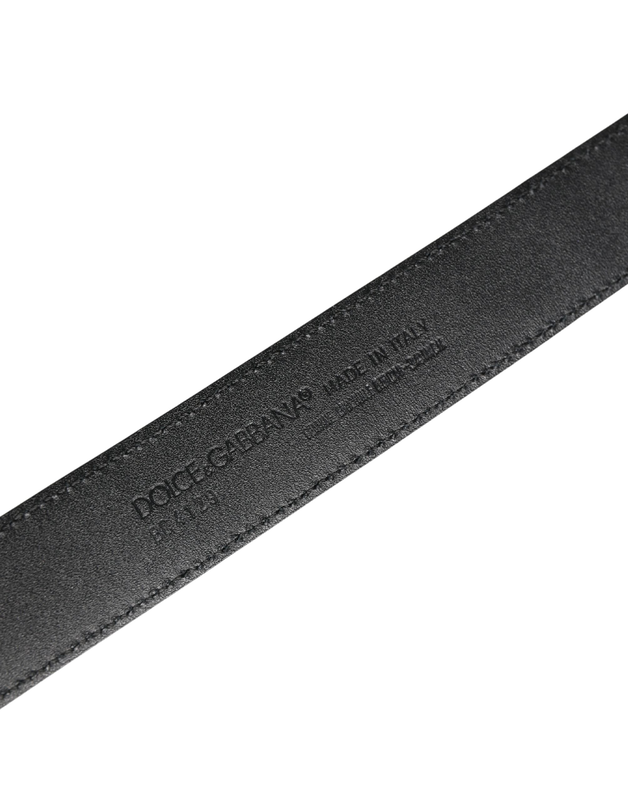 Men black exotic leather logo buckle belt-null