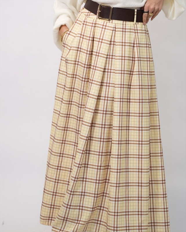 Stripe midi skirt with belt 2171-null
