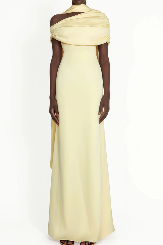 One shoulder satin dress-null