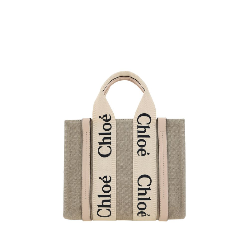 Brown linen handbag-null