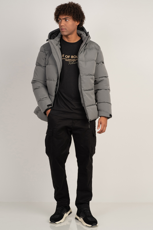 Basic quilted bomber hoodie jacket image number null