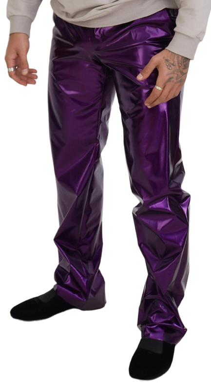Purple shining men casual pants-null