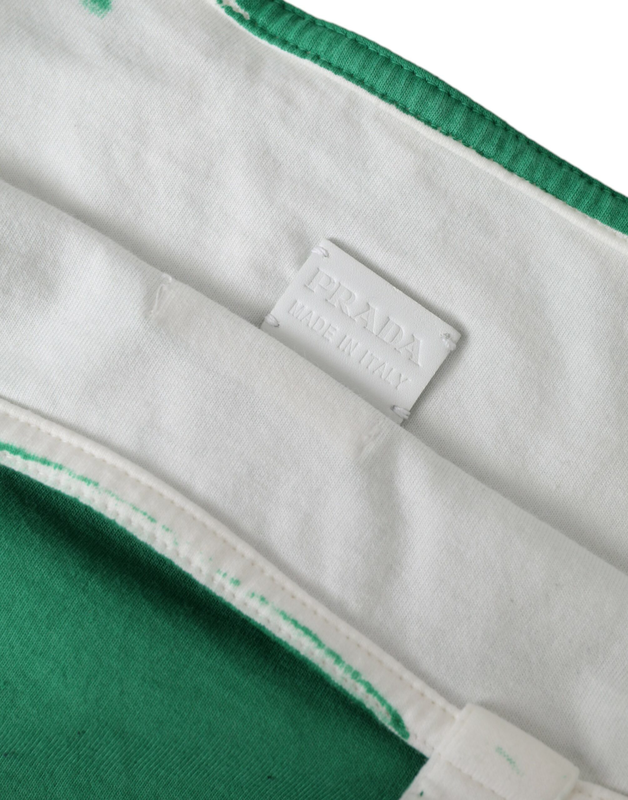 Green jersey fabric logo shoulder shopping tote shopping bag-null