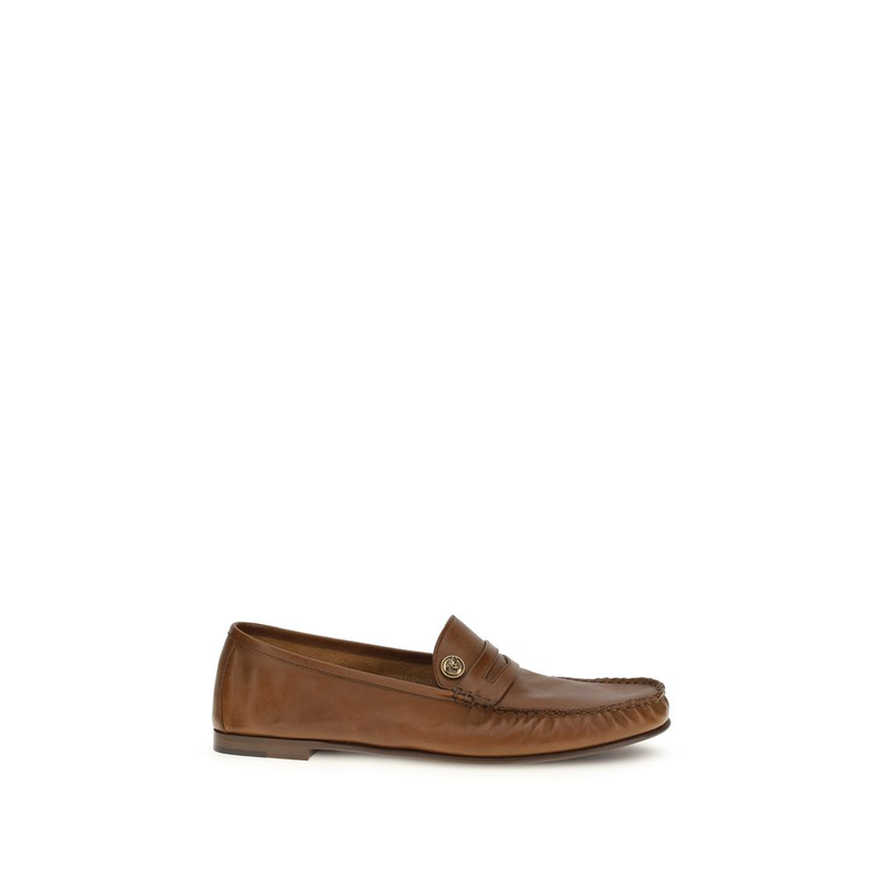 Brown calf leather bos taurus slip-on loafers-null