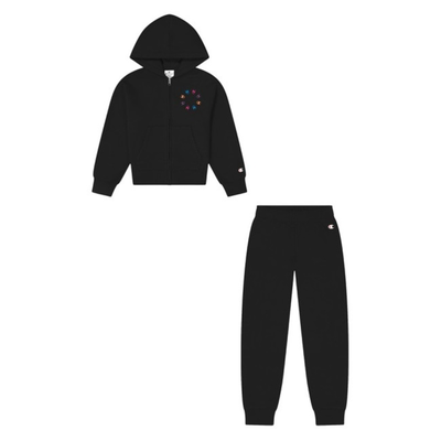 Champion girl hooded full zip suit, Black, medium