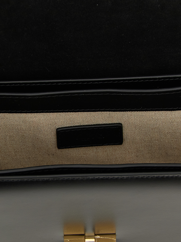 Black cowhide crossbody bag-null