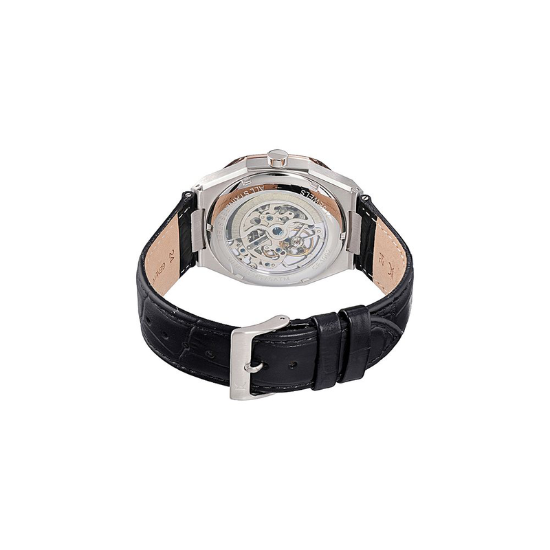 Black leather dress watch-null