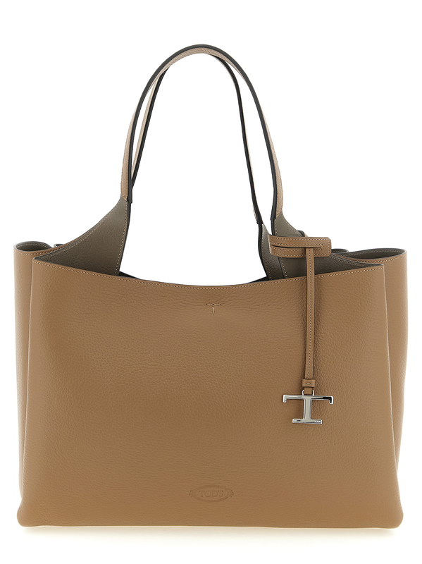Brown calfskin tote bag-null