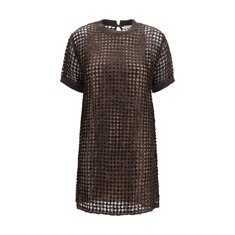 Brown silk cocktail dress-null