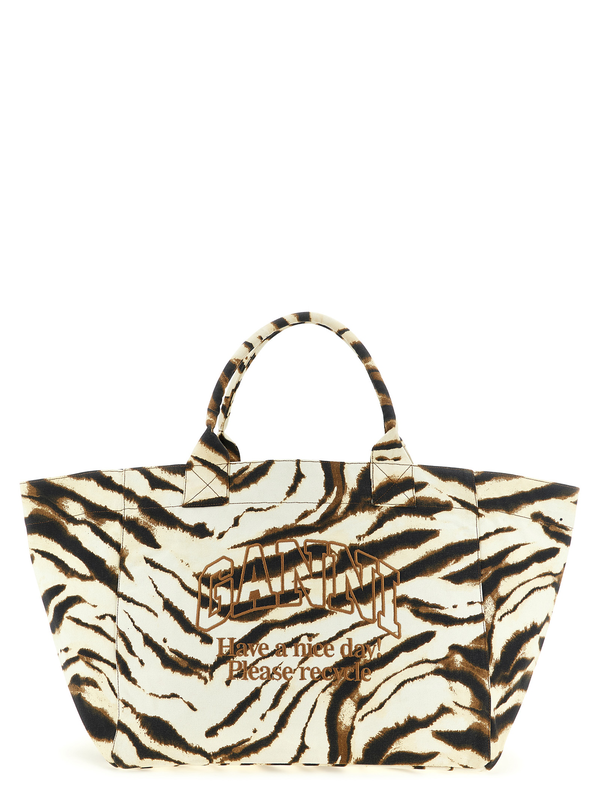 Beige recycled cotton tote bag-null