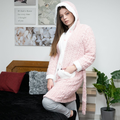 Velvet thick robe #yj419, Pink, medium
