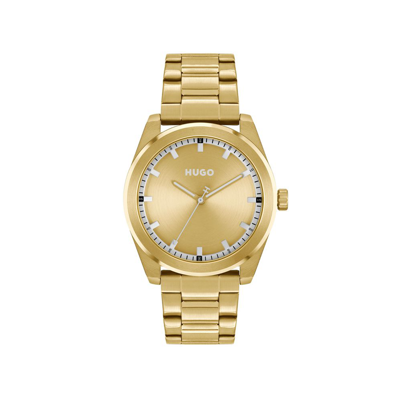 Gold stainless steel dress watch-null