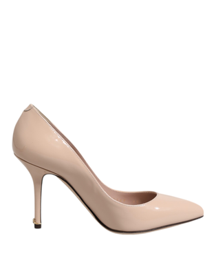 Beige patent leather stiletto heel pumps shoes, Beige, medium