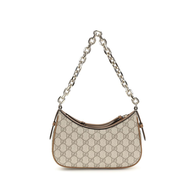 Beige fabric shoulder bag, Beige, medium