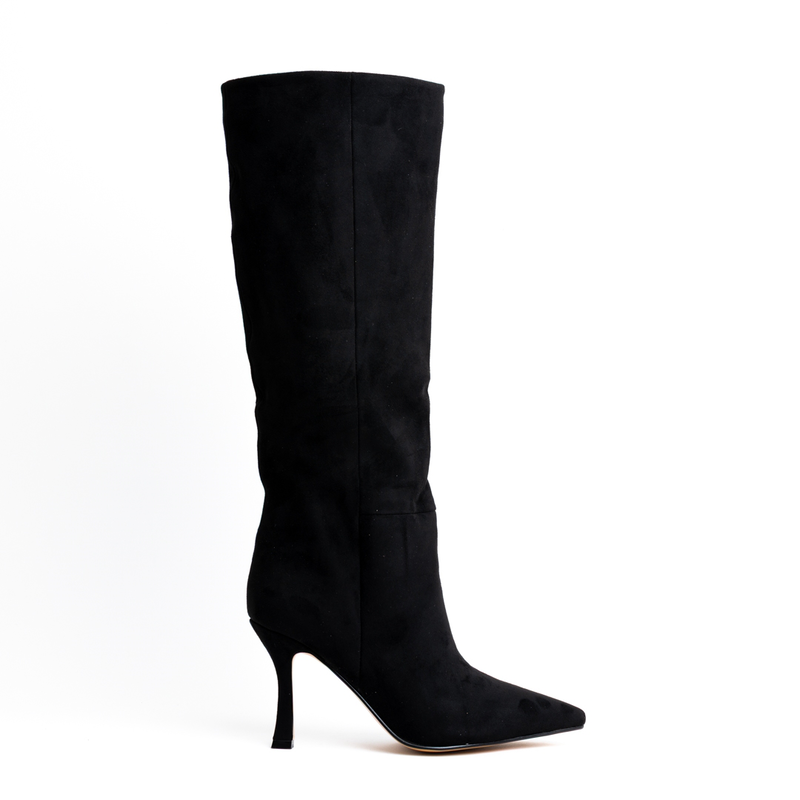 Miss belgini suede effect knee high flare heel boots-null