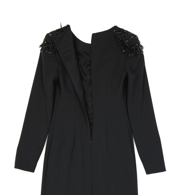 Black elastane casual dress-null