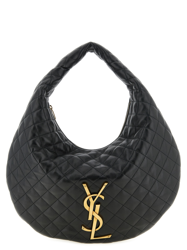 Black lamb leather shoulder bag-null