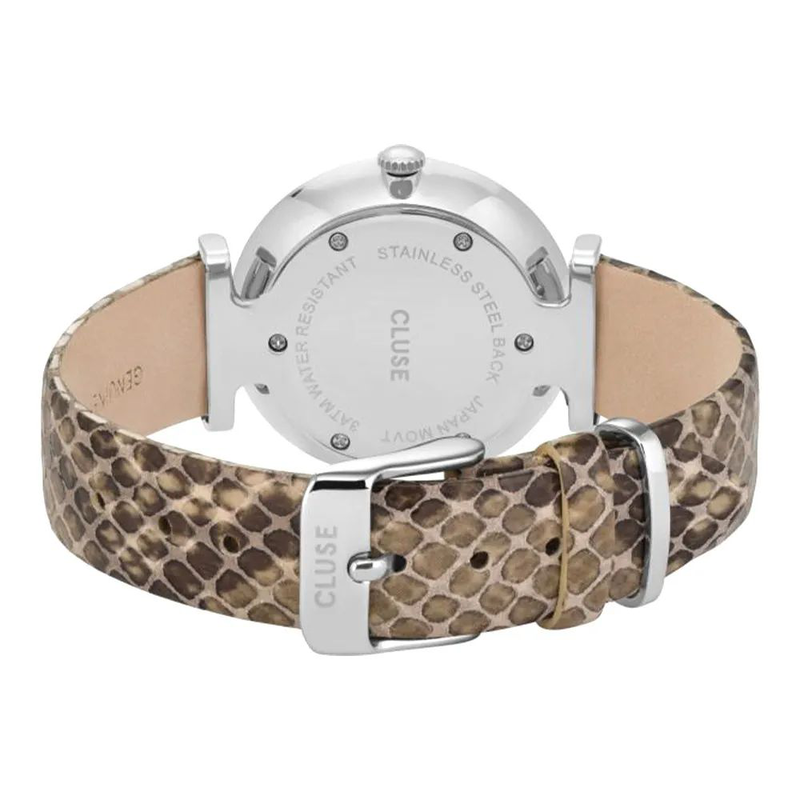 Beige leather dress watch-null