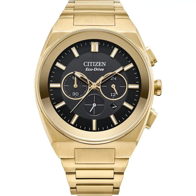 Gold stainless steel dress watch-null