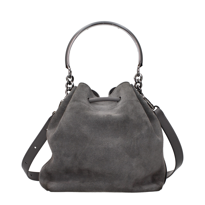 Gray leather handbag-null