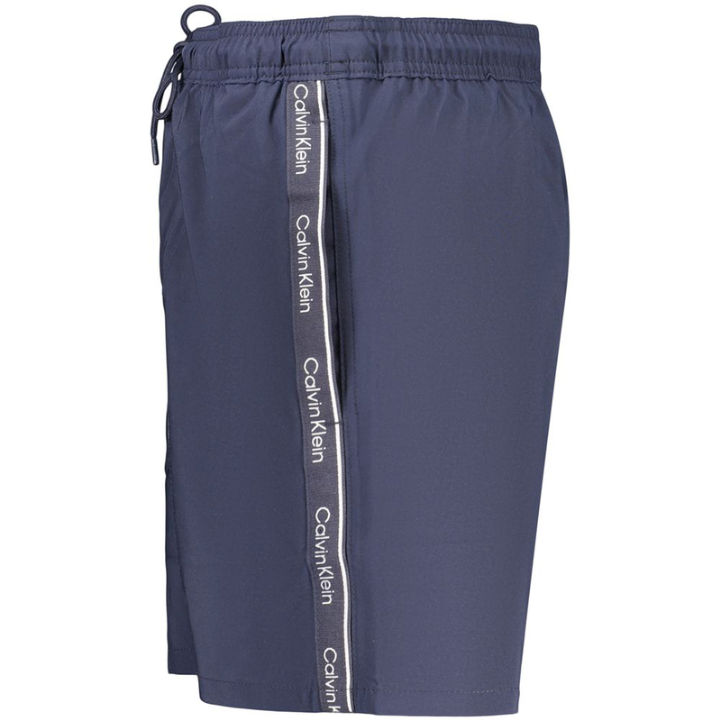 Blue polyester men's swim shorts-null