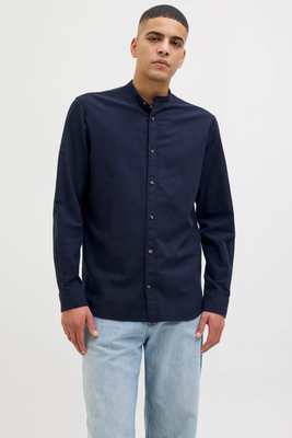 Jack & jones shirt linen mao, Navy, medium