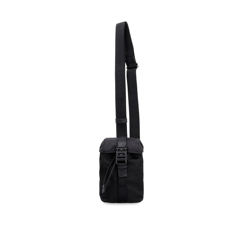 Black nylon backpack-null