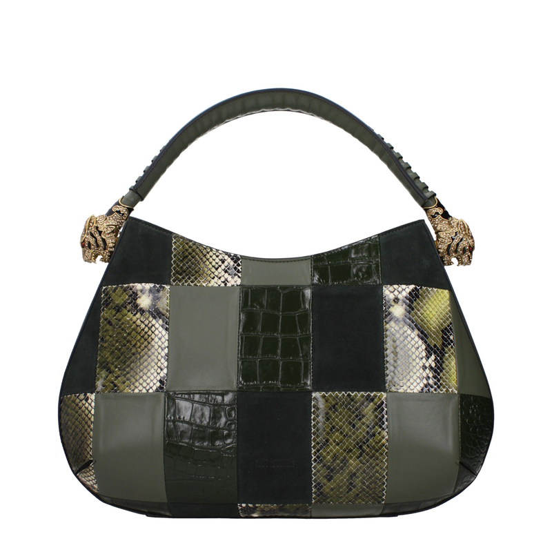 Green leather handbag-null