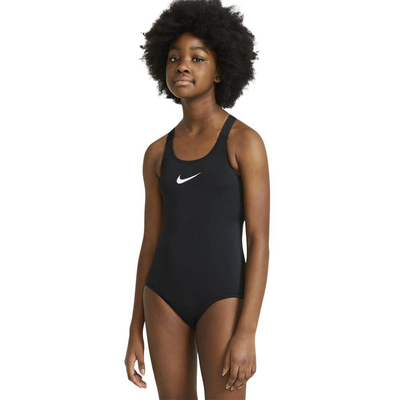 Racerback one piece girls swimsuit, Black, medium