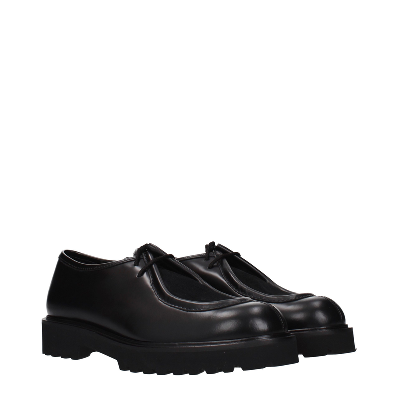 Black leather oxfords and derbies-null
