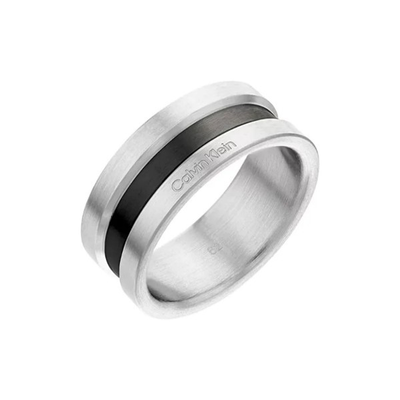Calvin Klein ss & gm ring channeled metal