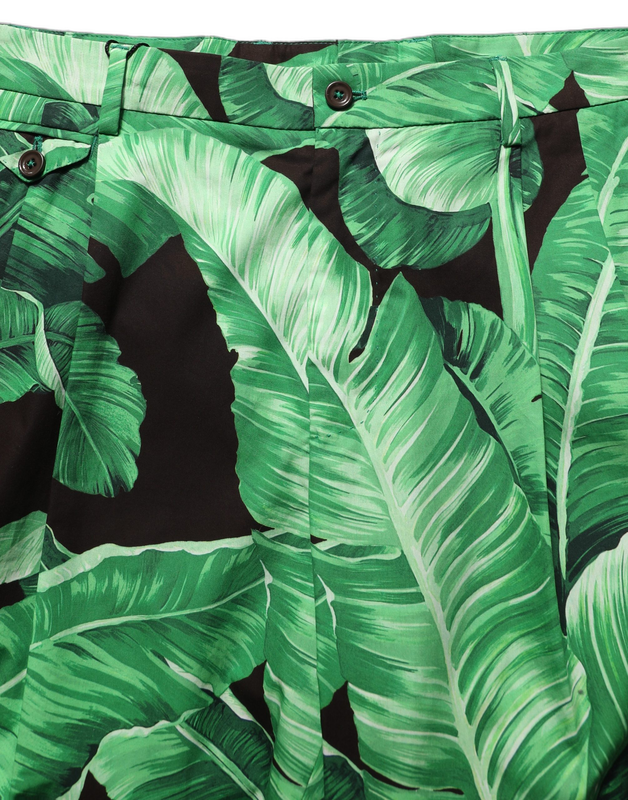 Black green banana leaf men bermuda shorts-null