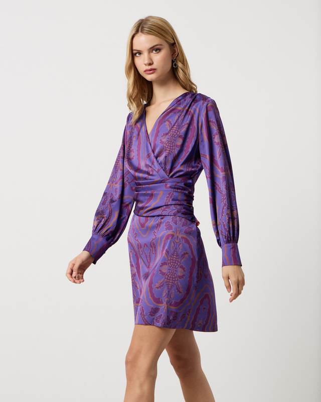 Dress satin mini printed-null
