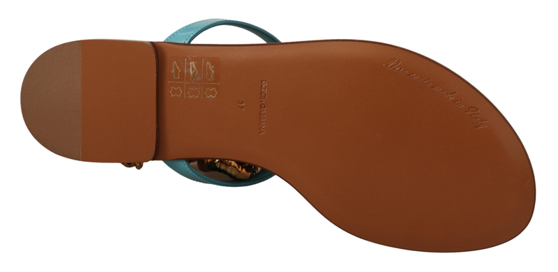 Blue leather devotion flats sandals-null