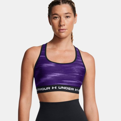 Under armour women crossback mid print bust, Purple, medium