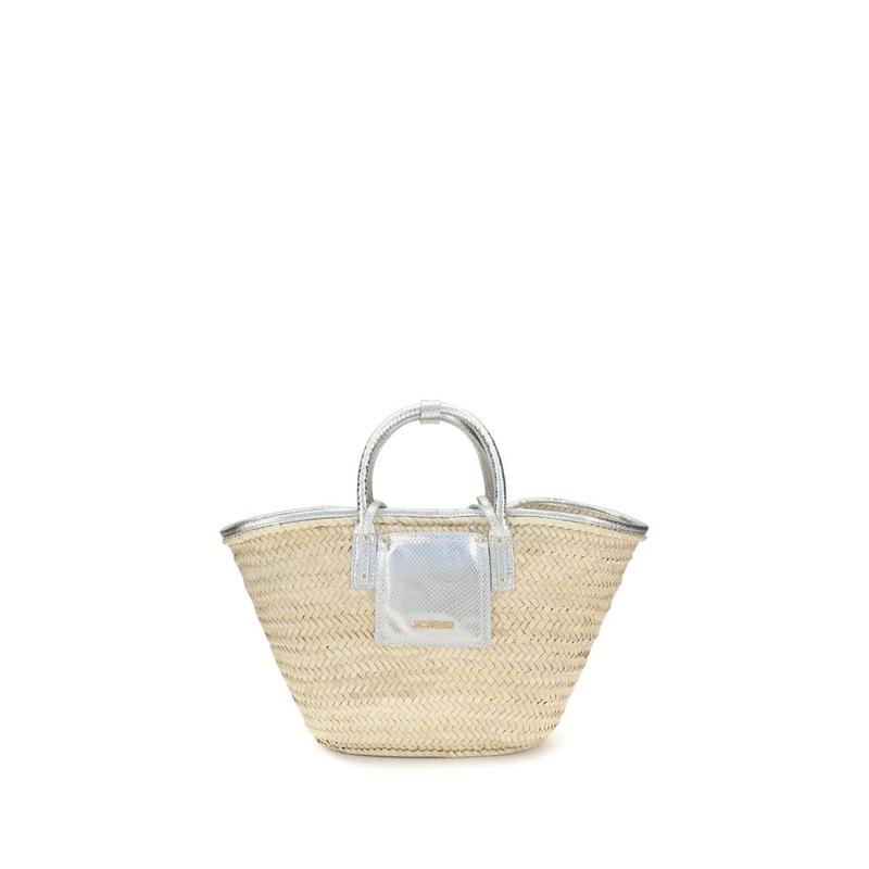 Beige raffia shoulder bag-null