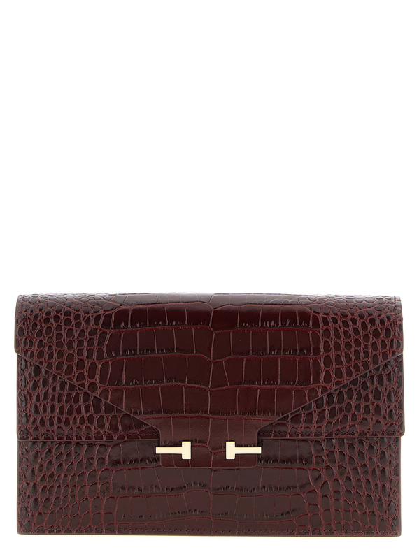 Bordeaux calfskin clutch bag-null