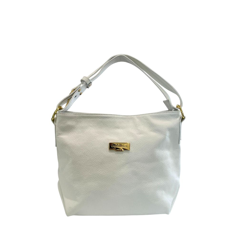 White cowhide clutch bag-null