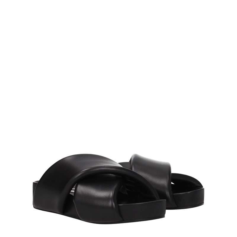 Black leather slippers-null